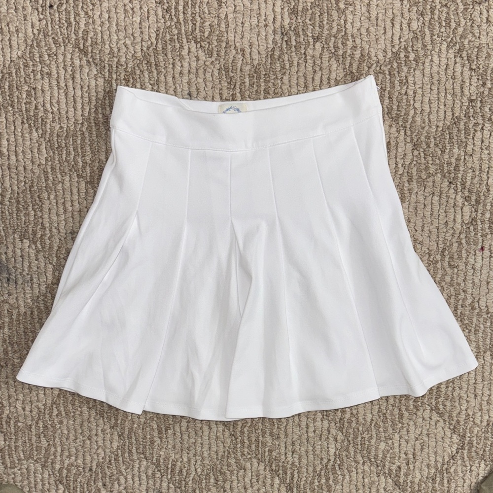 Blue Rain White Skater Skirt
